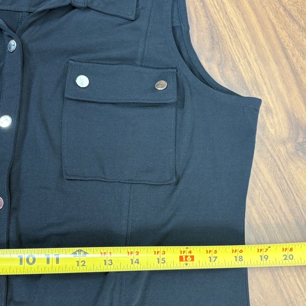 Chico's  Black Sleeveless Packable Button Up Stretch Shirt Maxi Dress Sz 2/US 14 - Picture 12 of 14